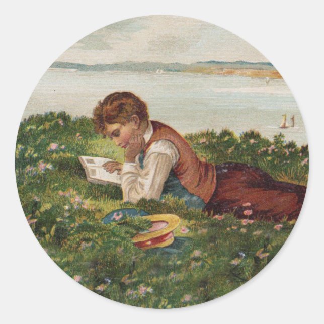 Sticker Rond Lecture étudiante (Devant)