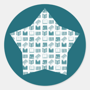 Sticker Rond Lecture turquoise et écriture Motif sur Star