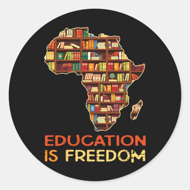 Sticker Rond L'éducation est la liberté Histoire noire afro-amé (Devant)
