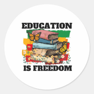 Sticker Rond L'éducation est la liberté Histoire noire afro-amé