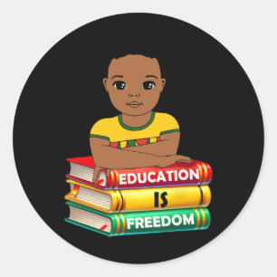 Sticker Rond L'éducation est la liberté Mois de l'histoire des