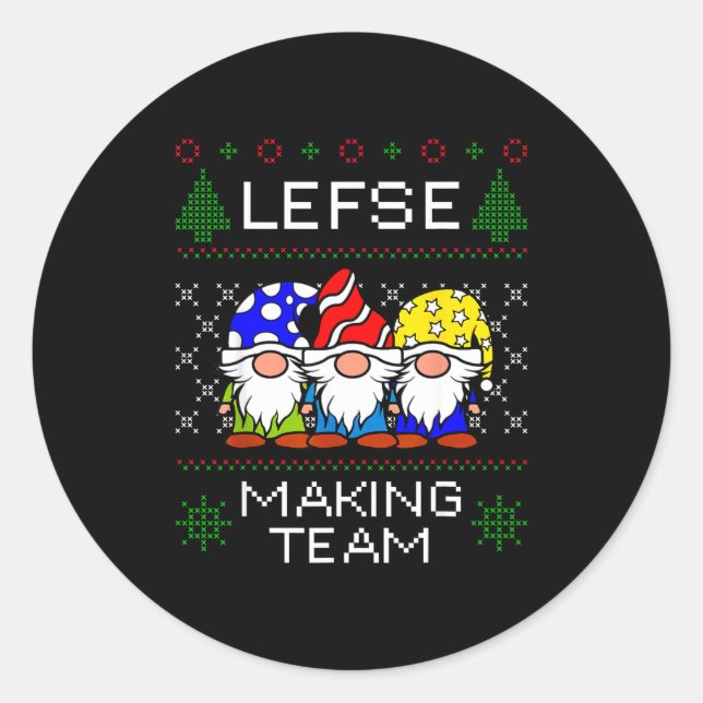 Sticker Rond Lefse Making Team Ugly Christmas Sweater  (Devant)