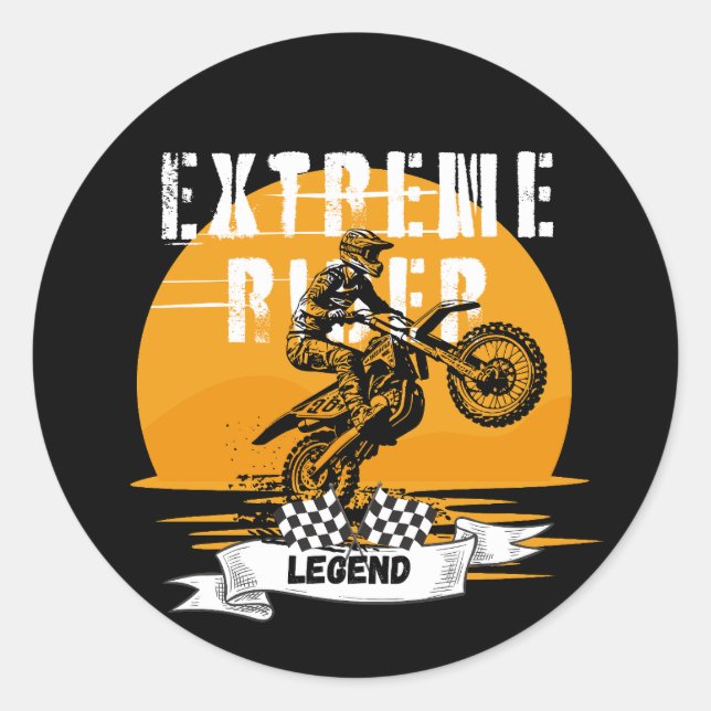Sticker Rond Légende du cavalier extrême (Devant)