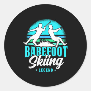 Sticker Rond Légende du ski pieds nus style rétro sport nautiqu
