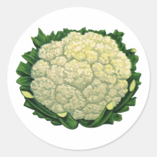 Sticker Rond Légumes alimentaires anciens Chou-fleur légumes