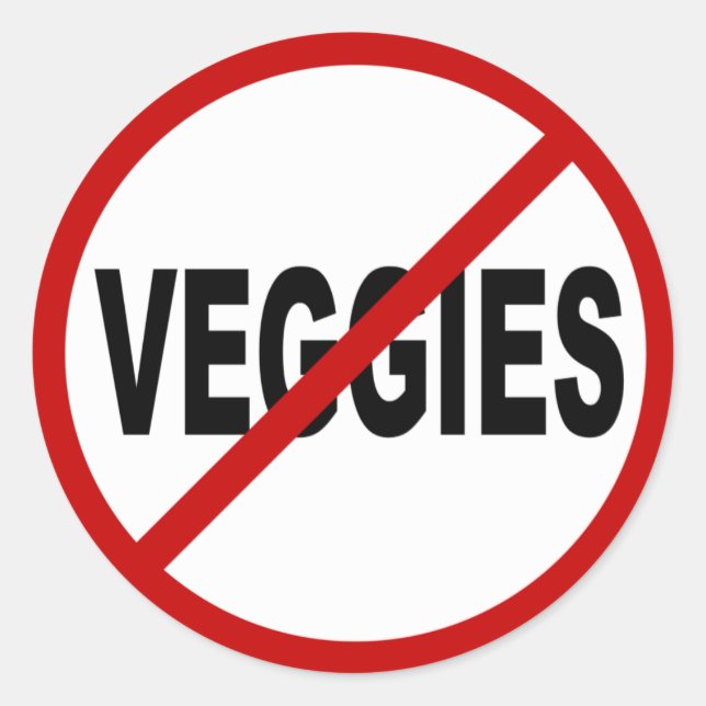 Sticker Rond Légumes de haine/Aucun Légume autorisé Signet (Devant)