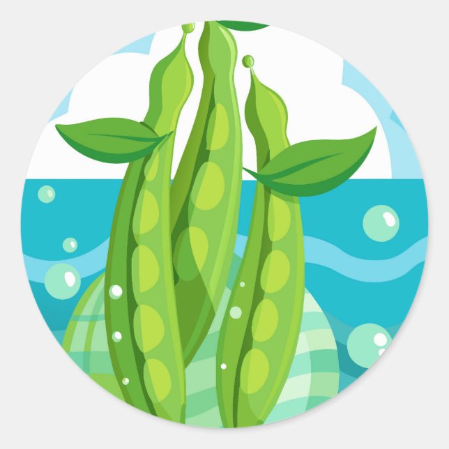 Sticker Rond Légumes de haricots verts bio (Devant)