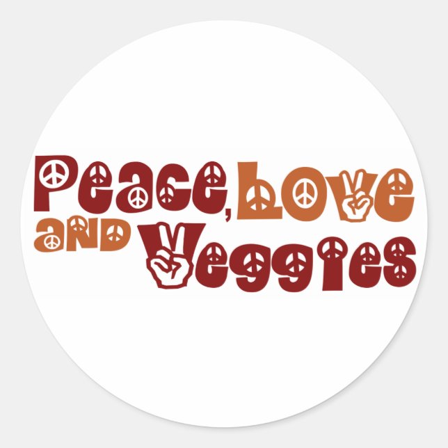 Sticker Rond Légumes de l'amour pour la paix (Devant)