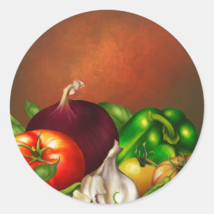 Sticker Rond Légumes et herbes Aliments Légumes biologiques