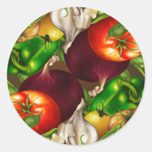 Sticker Rond Légumes et herbes Aliments Légumes biologiques