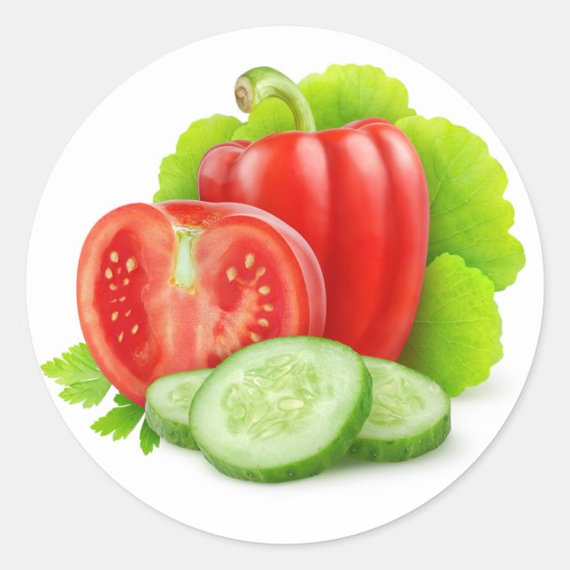 Sticker Rond Légumes frais (Devant)