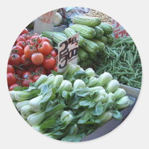 Sticker Rond Légumes frais CricketDiane de marché en plein ai