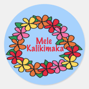 Sticker Rond Lei Hawaiian Christmas