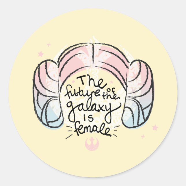 Sticker Rond Leia : L'avenir de la Galaxie est féminin (Devant)