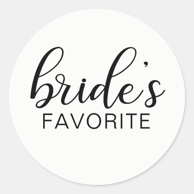 Sticker Rond L'Élégante BRIDE's FAVORITE Mariage Cadeaux Favors (Devant)