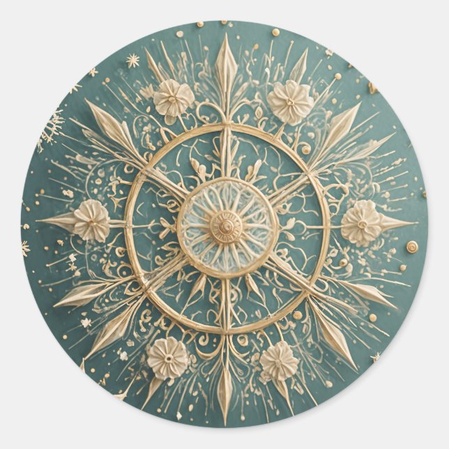 Sticker Rond L'Embrace d'or d'hiver : une Serenade de flocon de (Devant)