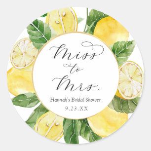 Sticker Rond Lemon Miss to Mrs Bridal Shower