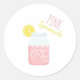 Sticker Rond Lémonade rose