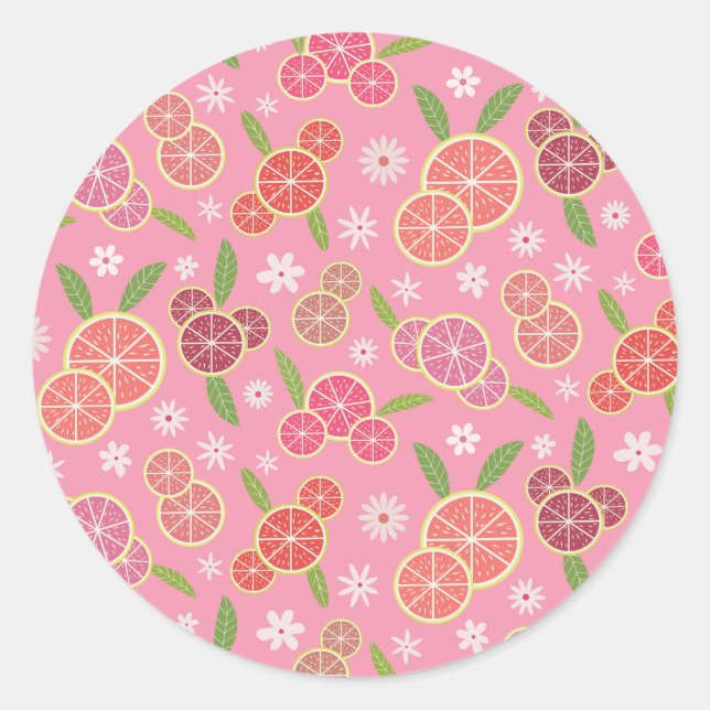 Sticker Rond Lémonade rose floral (Devant)