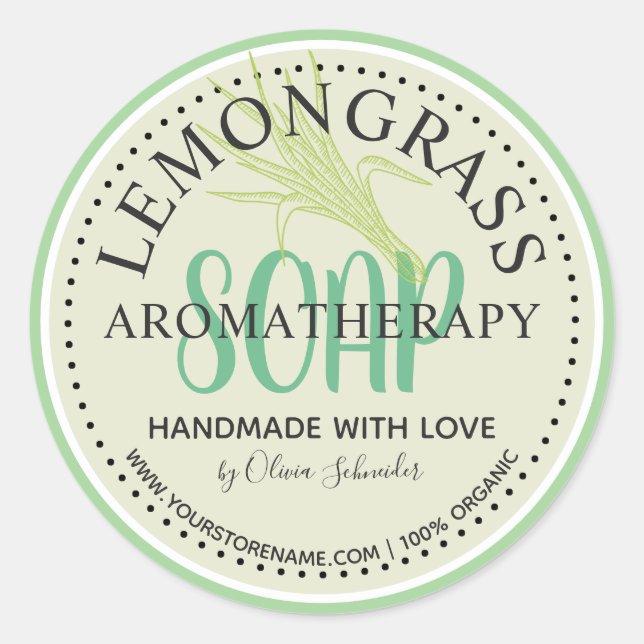 Sticker Rond Lemongrass Aromatherapy Soap Site Web personnalisé (Devant)