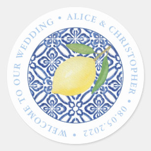 Sticker Rond Lemons Positano Bienvenue À Notre Mariage Hors Vil