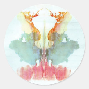 Sticker Rond L'encre d'essai de Rorschach éponge l'humain du