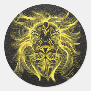 Sticker Rond Leo Gold en cuir