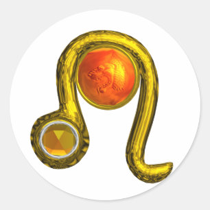 STICKER ROND LEO / GOLD ZODIAC SIGNE D'ANNIVERSAIRE ET TOPAZ GE
