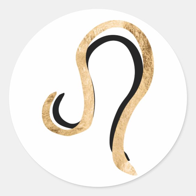 Sticker Rond Leo le Lion noir texture or symbole zodiaque (Devant)