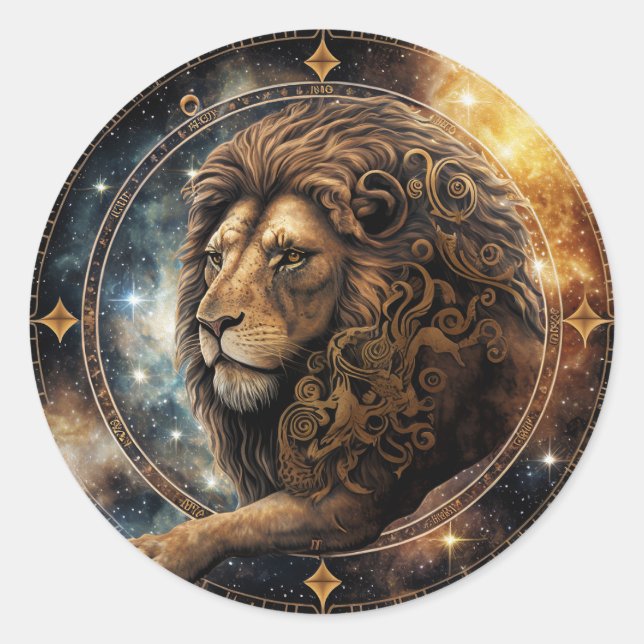 Sticker Rond Leo Zodiac Graphic (Devant)
