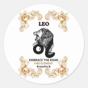 Sticker Rond Léo Zodiaque Royal Embrasser le Rugissement de l