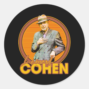 Sticker Rond Leonard Cohen les années 70 Art esthétique
