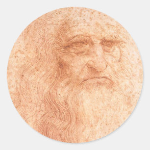 Sticker Rond Léonard de Vinci Autoportrait Rouge Chalk