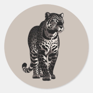 Sticker Rond Leopard Animal Standing
