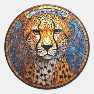 Sticker Rond Leopard aux couleurs vives et Motifs complexes