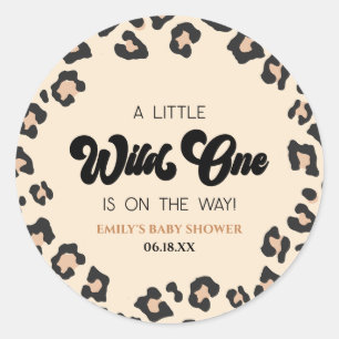 Sticker Rond Leopard Cheetah Imprimer un Baby shower sauvage
