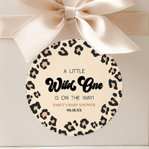 Sticker Rond Leopard Cheetah Imprimer un Baby shower sauvage