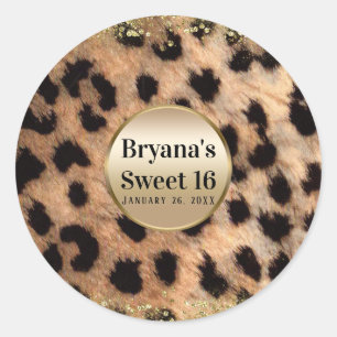 Sticker Rond Leopard Cheetah Poster de animal Parties scintilla