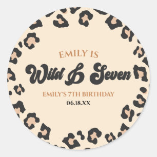 Sticker Rond Leopard Cheetah Wild et sept fête d'anniversaire