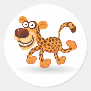 Sticker Rond Léopard de bébé de bande dessinée