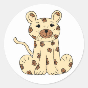 Sticker Rond Léopard de dessin animé