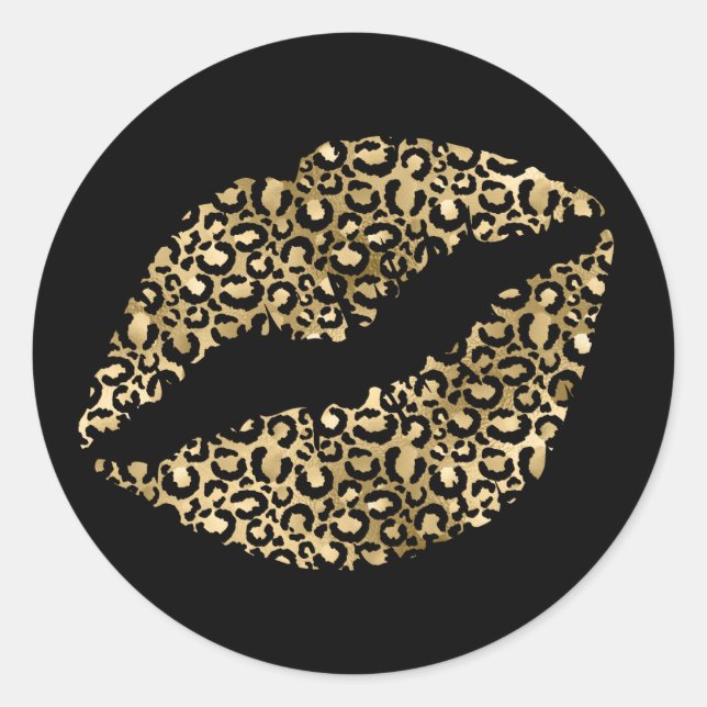 Sticker Rond Leopard d'or et de noir (Devant)