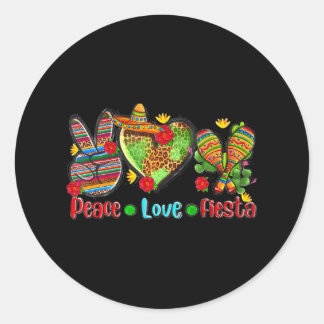 Sticker Rond Leopard Heart Peace Love Fiesta Mexicaine Cinco De