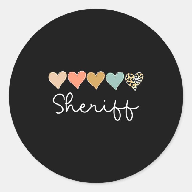 Sticker Rond Leopard Hearts Valentines Day For Team Sheriff Va  (Devant)