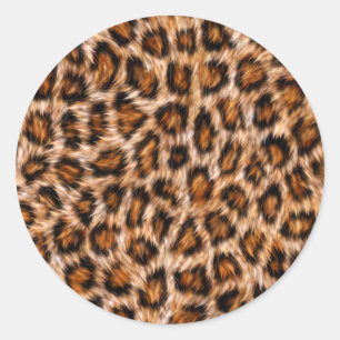 Sticker Rond Leopard Jaguar Chat fourrure Brown Motif-24609