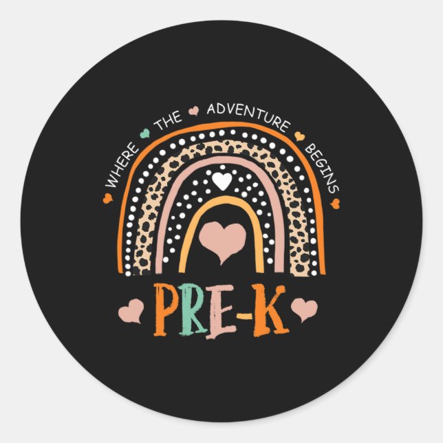 Sticker Rond Leopard Rainbow Pre K Où Commence L'Aventure (Devant)