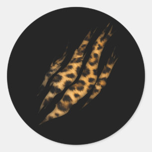 Sticker Rond Leopard Skin Print Torn Claw
