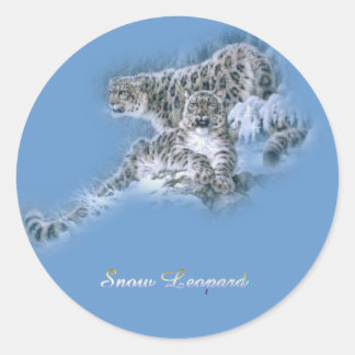 Sticker Rond Léopards des neiges