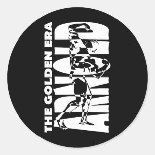 Sticker Rond L'époque d'or Arnold Bodybuilding