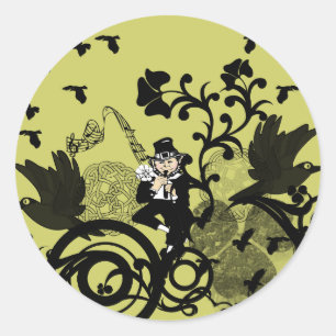 Sticker Rond Leprechaun en noir